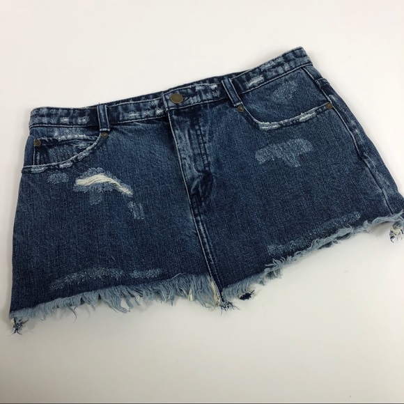 Free People Deconstructed Distressed Denim Skirt 6 - Picture 8 of 8